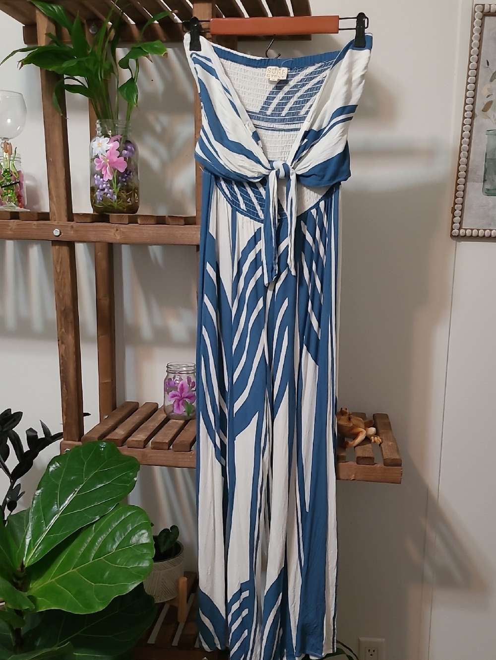 Strapless Tropical Jumpsuit - Picture 1 of 8